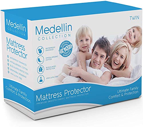 Book Cover Medellin Collection Premium Hypoallergenic Waterproof Twin Mattress Protector - Vinyl Free