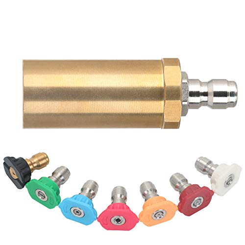 STYDDI Pressure Washer Rotating Turbo Nozzle Set, 3600 PSI 4.0GPM Power Washer Turbo Spray Nozzle with Multiple Degrees Nozzle and Second Story Nozzle, 4.0 Orifice, 1/4 Inch Quick-Connect