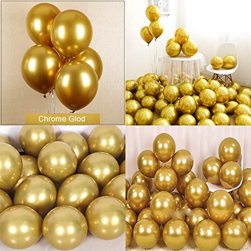 kenandtom Chrome Metallic Balloons for Party 50 pcs 12 inch Thick Latex Balloons for Birthday Wedding Engagement Anniversary Christmas Festival Picnic or Any Friends & Family Party Decorations-Gold