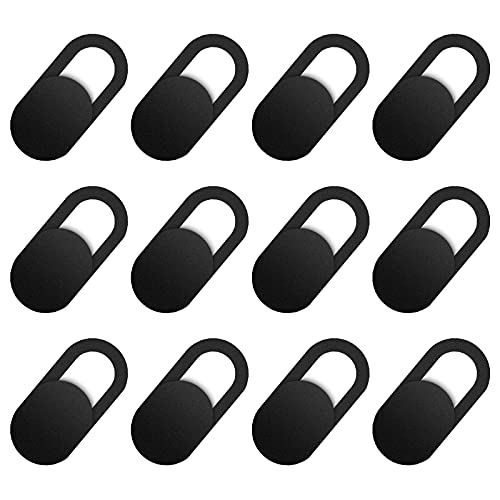 Book Cover COOLOO 12 Pack Webcam Cover for Laptop/Desktop/Cell Phone/ipad/iPhone/iMac/MacBook air/Echo Spotï¼Œ 0.03 inch Ultra Thin Phone Computer Camera Cover Slide, Protect Your Privacy Security (Black)
