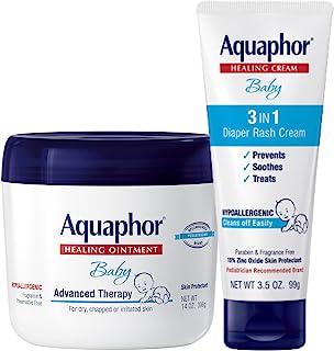 Book Cover Aquaphor Baby Skin Care Set - Includes 14 Oz. Jar of Advanced Healing Ointment & 3.5 Oz Tube of Diaper Rash Cream, 2 Piece Set, 1 Count