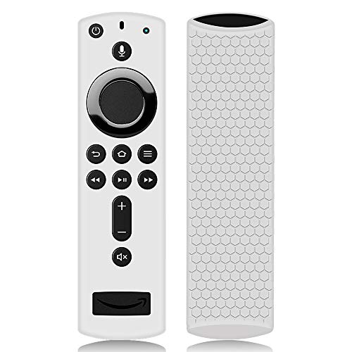 Book Cover Remote Case/Cover for Fire TV Stick 4K, Protective Silicone Holder Lightweight [Anti Slip] ShockProof for Fire TV Cube/Fire TV(3rd Gen)Compatible with All-New 2nd Gen Alexa Voice Remote Control(White)