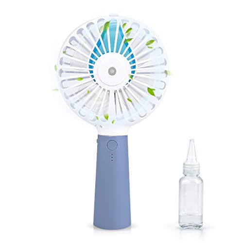 WIOR Handheld Misting Fan, USB Rechargeable Cooling Mist Humidifier Fan Portable Personal Fan Water Spray Mini Desk Fan for Home, Office, Travel Blue