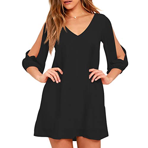 Shy Velvet Women's Long Sleeve Casual Loose Summer Midi Shift Floral Dress