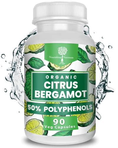 Organic Citrus Bergamot- Only USDA Certified -Highest 50% Polyphenols- Vegan 90 caps- 3rd Party Tested-USA Made Supplement- Helps Maintain Cholesterol Levels, Sugar Levels, B-Pressure & Triglyceride