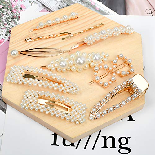 Book Cover Hair Clips for Women Hair Pins, 10pcs Artificial Pearl Hair Barrettes Handmade Bridesmaid Hair Clips Hair Accessories/Great Gift for Mother Women Ladies Girls with a Little Storage Box (10 PCS)