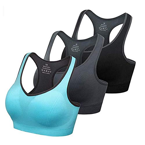 Barfen Women Racerback Sports Bras Padded Seamless High Impact Workout Yoga Gym Activewear Fitness Bra
