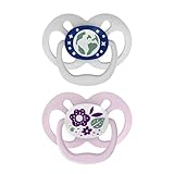 Dr. Brown's Advantage Glow-in-The-Dark Baby Pacifier, Fully Symmetrical Soother with Soft Silicone Bulb, Purple Nature, 6-18m, BPA Free, 2 Pack
