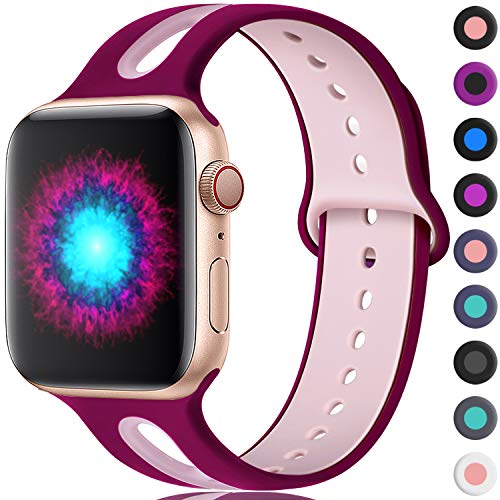 Book Cover Haveda Sport Bands Compatible for Apple Watch 40mm Band Series 5 Series 4, Soft Apple 5 Wristband Women iWatch 38mm Bands for Apple Watch Series 3 Series 2/1, Men Kids 38mm/40mm M/L Cherry/Pink Sand