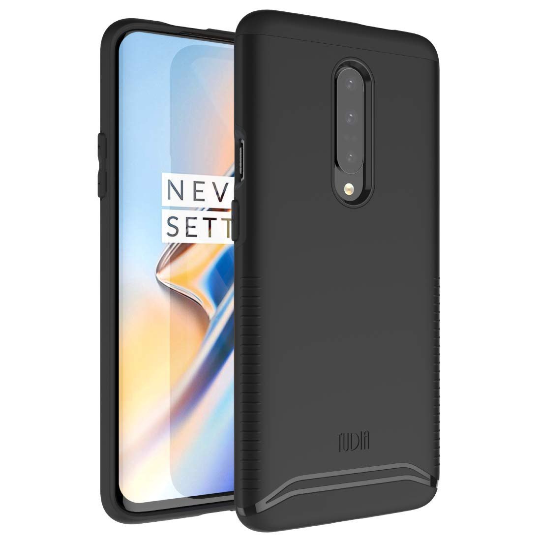 Book Cover TUDIA DualShield Designed for OnePlus 7 Pro Case, [Merge] Shockproof Tough Dual Layer Hard PC Soft TPU Slim Protective Case - Matte Black