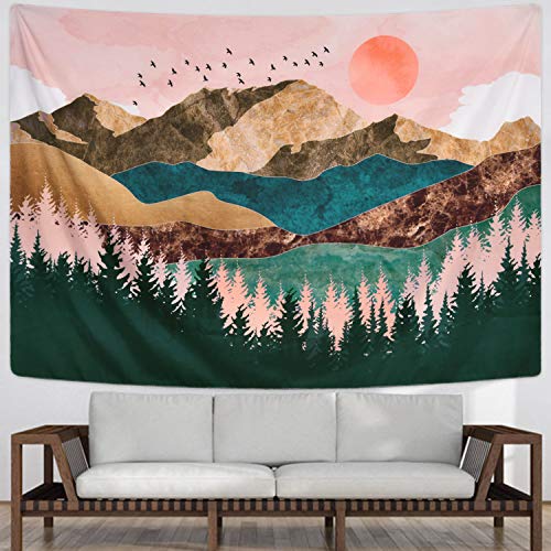 Book Cover Krelymics Mountain Tapestry Forest Tree Tapestry Sunset Tapestry Nature Landscape Tapestry Wall Hanging for Room(70.9 × 92.5 inches)