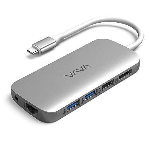 VAVA USB C Hub 9-in-1 4K USB C to HDMI Adapter with PD Power Delivery, 3 USB 3.0 Ports, 1Gbps Ethernet Port, SD/TF Cards Reader for MacBook/Pro/Air（2018） and Type C Windows Laptops