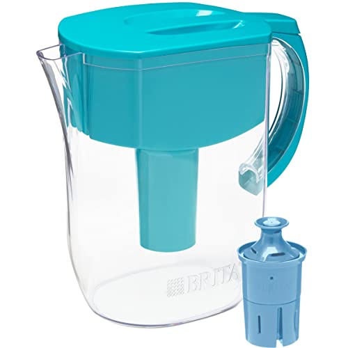 Book Cover Brita Large Water Filter Pitcher for Tap and Drinking Water with 1 Elite Filter, Reduces 99% Of Lead, Lasts 6 Months, 10-Cup Capacity, BPA Free, Turquoise