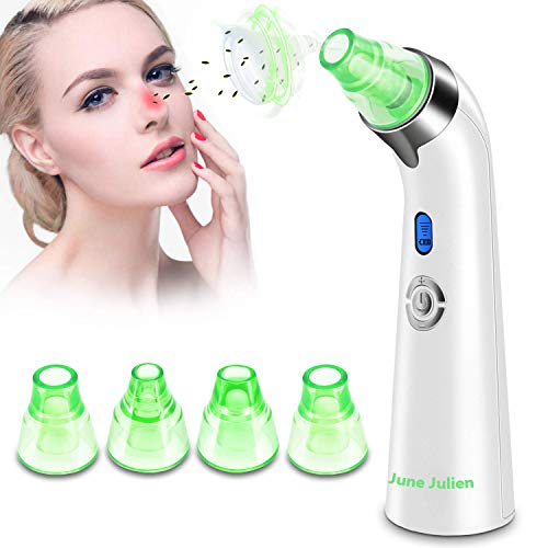Book Cover Blackhead Remover Vacuum - June Julien Facial Pore Cleanser Electric Acne Comedone Extractor Kit USB Rechargeable Blackhead Suction Tool with LED Display for Facial Skin(Green)