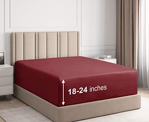 Extra Deep Pocket Fitted Sheet - Single Fitted Sheet Only - Extra Deep Pockets Queen Size Sheets - Fits 18 in to 24 in Mattress - Extra Deep Queen Fitted Sheet - Deep Pockets That Actually Fits