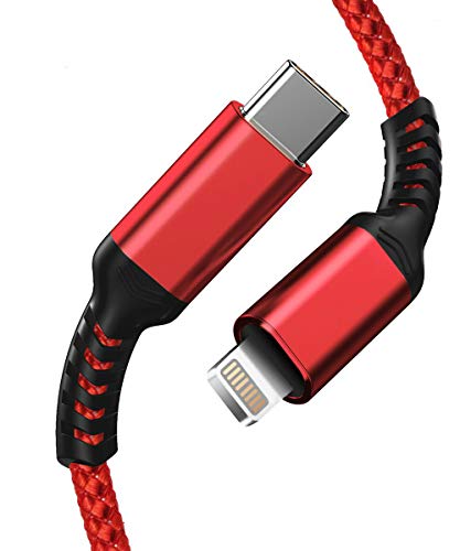 Book Cover Apple MFi Certified USB C to Lightning Cable [4Ft], SIMYA USB C Power Delivery Fast Charging Nylon Braided Cable(with Type C PD Charger) Compatible w. iPhone Xs/Xs Max/XR/X/8/8 Plus, iPad (Red)