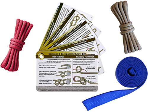 Book Cover Knot Tying Kit - Outdoor Knots Pocket Guide, Webbing, and Paracord for Practicing Knots