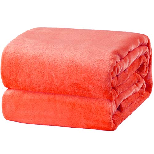 Book Cover Bedsure Coral Fleece Blanket Twin Size (60 x 80 inch), Coral - Lightweight Blanket for Sofa, Couch, Bed, Camping, Travel - Super Soft Cozy Microfiber Blanket