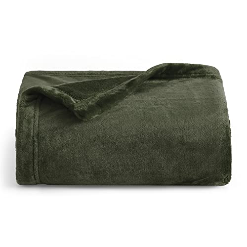 Book Cover Bedsure Fleece Blanket Twin Blanket Olive Green - 300GSM Soft Lightweight Plush Cozy Twin Blankets for Bed, Sofa, Couch, Travel, Camping, 60x80 inches