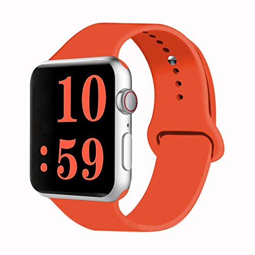 Book Cover VATI Sport Band Compatible for Apple Watch Band 38mm 40mm, Soft Silicone Sport Strap Replacement Bands Compatible with 2019 Apple Watch Series 5, iWatch 4/3/2/1, 38MM 40MM M/L (Orange)