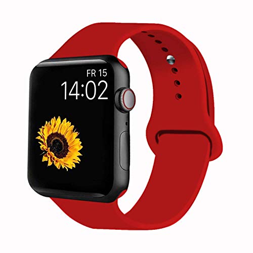 Book Cover VATI Sport Band Compatible for Apple Watch Band 38mm 40mm, Soft Silicone Sport Strap Replacement Bands Compatible with 2019 Apple Watch Series 5, iWatch 4/3/2/1, 38MM 40MM S/M (Red)