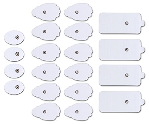 Book Cover Belifu Electrode Pads 20 PCS with 2.35mm Shielded Replacement Electrode Wires with 4 Snap Connectors, Standard Connection Snap 3.5mm Cable for Tens EMS Massager