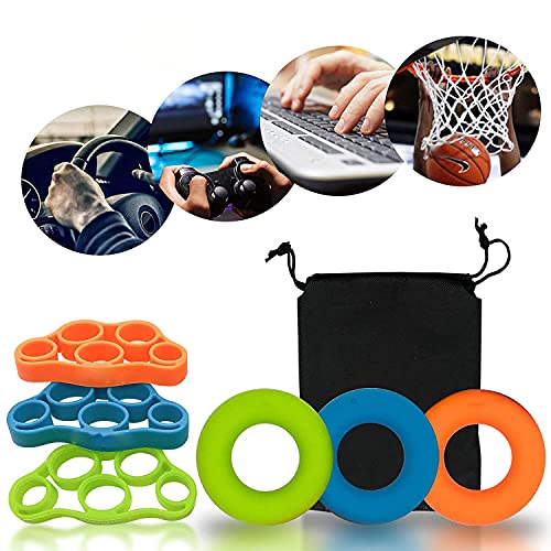 Hand Grip Strengthener Strength Trainer -Finger Stretcher Yoga Multiple Resistances Exerciser Forearm Ring Relieve Arthritis Wrist Pain Carpal Tunnel Therapy Kit Squeezer Workout Muscle by FitnessLife