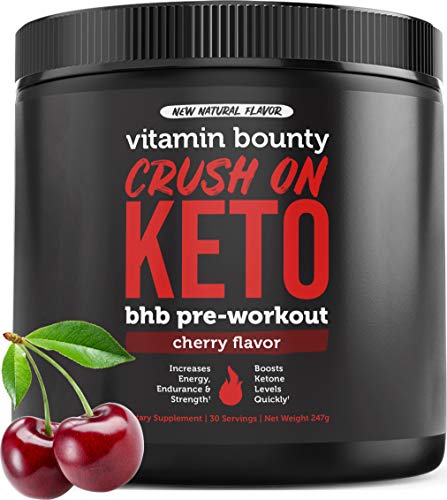 Crush On Keto - Exogenous Ketone Keto BHB Pre Workout Powder Drink - 0g Sugar, 0g Carbs (Natural Cherry Flavor)