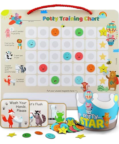 Potty Training Chart with 35 Stickers, 3 Reminder Stickers for Toddlers Boys and Girls - Potty Training Rewards - Zoo Animal