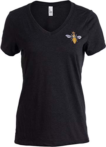Embroidered Queen Bee | Funny Cute Cool Boss Lady Crown Top Women's V-Neck T-Shirt