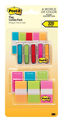 Post-it Flags and Arrow Flags Combo Pack, 320 Total Flags, Simple to Mark, Flag or Highlight Important Information, To Do Flags (683-XLM)