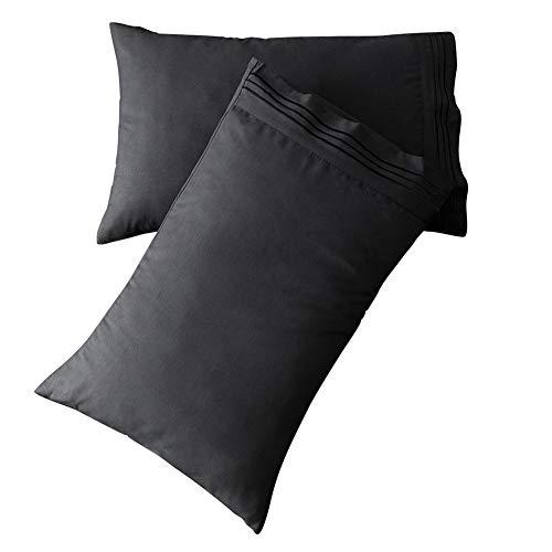 Book Cover SONORO KATE Luxury Pillowcase Set Brushed Microfiber 1800 Bedding - Wrinkle, (Black, 2 Pillowcases King)