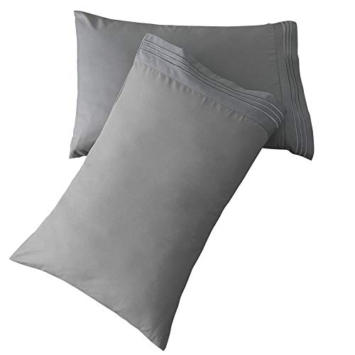 Book Cover SONORO KATE Luxury Pillowcase Set Brushed Microfiber 1800 Bedding - Wrinkle, (Dark Grey, 2 Pillowcases Standard)