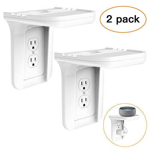 Book Cover Wall Outlet Shelf Holder Charging Socket Power Perch Organizer, [up to 15lbs] [Easy Install] with Standard Vertical Outlet, Space Saving Solution for Echo/Google Home/Cell Phone/Smart Speaker(2 Pack)