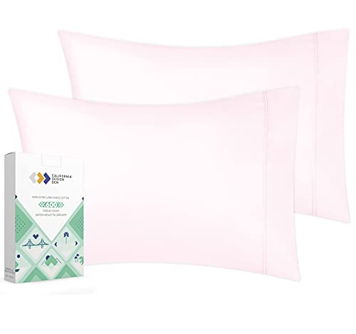 Luxuriously Soft Hotel Quality 600 Thread Count, 100% Cotton Set of 2 Cases, Crisp & Cool Blush Standard Pillowcases Fits Standard & Queen Pillows (Blush Pink)