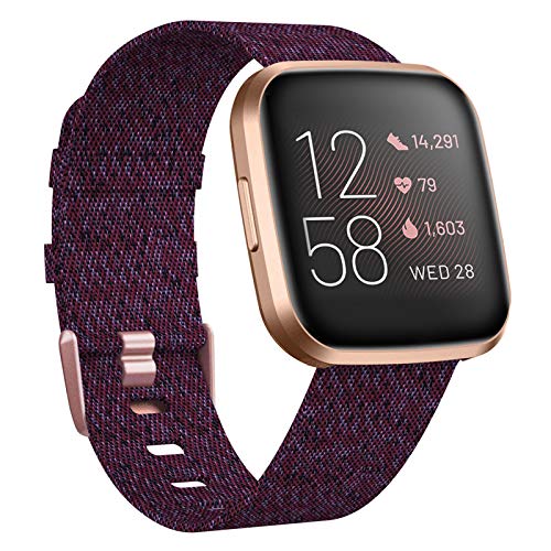 KIMILAR Woven Band Compatible with Fitbit Versa / Fitbit Versa 2 / Fitbit Versa Lite Edition, Large Small Woven Fabric Breathable Men Women Versa Replacement Band for Versa Smartwatch