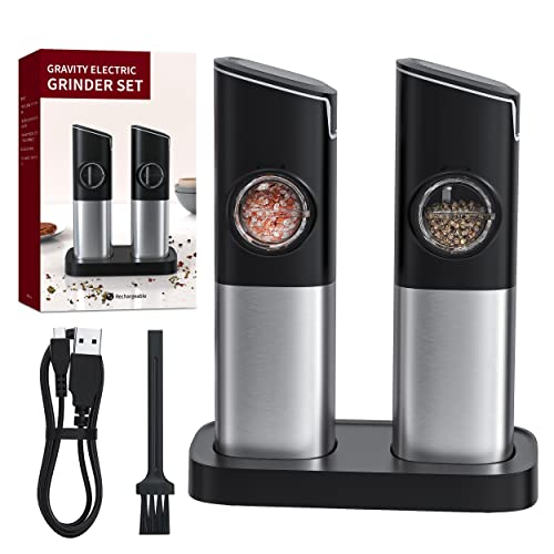 MEOWAV Gravity Electric Salt and Pepper Grinder Set with Rechargeable Base Automatic Mills, Compatible with Apple Watch Bands 38mm, Soft Silicone Band