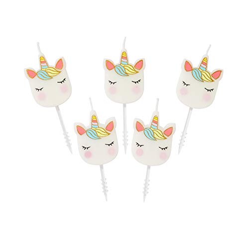 Talking Tables Heart Unicorn Shaped Candles 5Pk, One, Multicolor