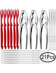 Hicdaw 21PCS Seafood Tools Set with 6PCS Crab Crackers Lobster Sheller Picks Tools Set 3PCS Nut Crackers 12PCS Forks