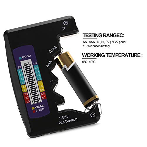 Battery Tester, Multi-Purpose Household Battery Checker for C AA AAA D N 9V 6F22 SR44 and LR44 1.55V Button Cell Battery