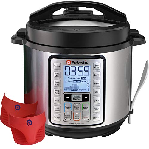 Potastic Pressure, LCD Display,Instant Cooking with Stainless Steel Pot, Multi, Slow, Rice, Yogurt Maker, Egg Cooker, Saute, Steamer, Warmer