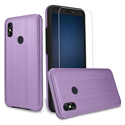 Blu Studio Mega 2018 Case with Screen Protector, BLU Advance A6 2018 Blu Go, Shockproof Absorption Anti Scratch Rugged High Impact Hybrid Slim Protector Case (Purple)