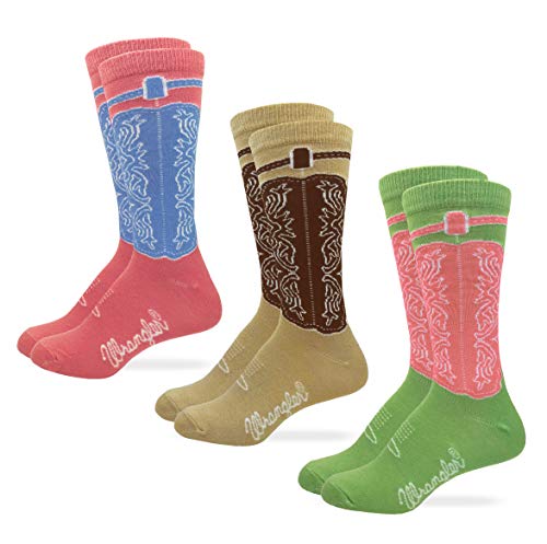 Book Cover Wrangler Womens Western Cowgirl Crew Boot Socks 3 Pair Pack
