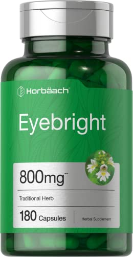 Eyebright Herb Capsules 800mg | 180 Count | Non-GMO, Gluten Free Supplement | by Horbaach