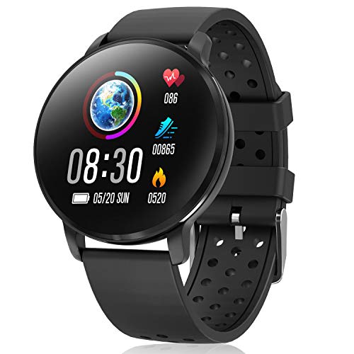 CatShin Smart Watch-CS09 IP68 Waterproof Fitness Tracker with Heart Rate Monitor,Activity Tracker for Women Men Pedometer Sleep Monitor Activity Bracelet Swimming Smartwatch for iOS Android (Black)