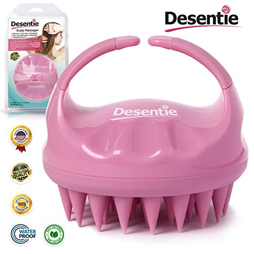Desentie Hair Scalp Massager Exfoliating Personal Massager Brush With Silicone Spikes for Shampoo Scrubbing and Stimulating Hair Growth Pink