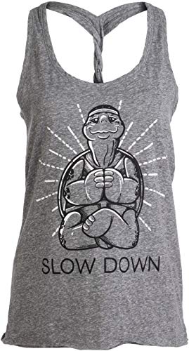 Slow Down Yoga Turtle | Cute Funny Namaste Mindful Workout Racerback Tank Top for Women