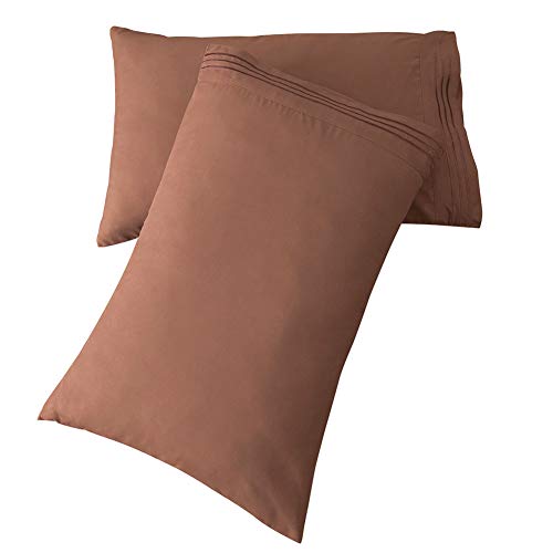 Book Cover SONORO KATE Luxury Pillowcase Set Brushed Microfiber 1800 Bedding - Wrinkle, Fade, Stain Resistant - Hypoallergenic (Brown, 2 Pillowcases King)