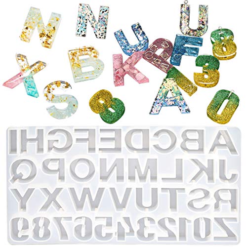 DIY Casting Mold,Outgeek Backward Number Alphabet Jewelry Casting Mold Reversed Letter Jewelry Making Mold Backward DIY Sugar Cake Craft Casting Mould Mirror Silicone Casting Molds