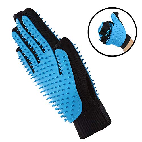 [Newest] Two-Sided Pet Grooming Glove - Efficient Pet Hair Remover Mitt - Gentle Deshedding Brush Glove- Enhanced Five Finger Design - Perfect for Dog & Cat with Long & Short Fur Cleaning Brush